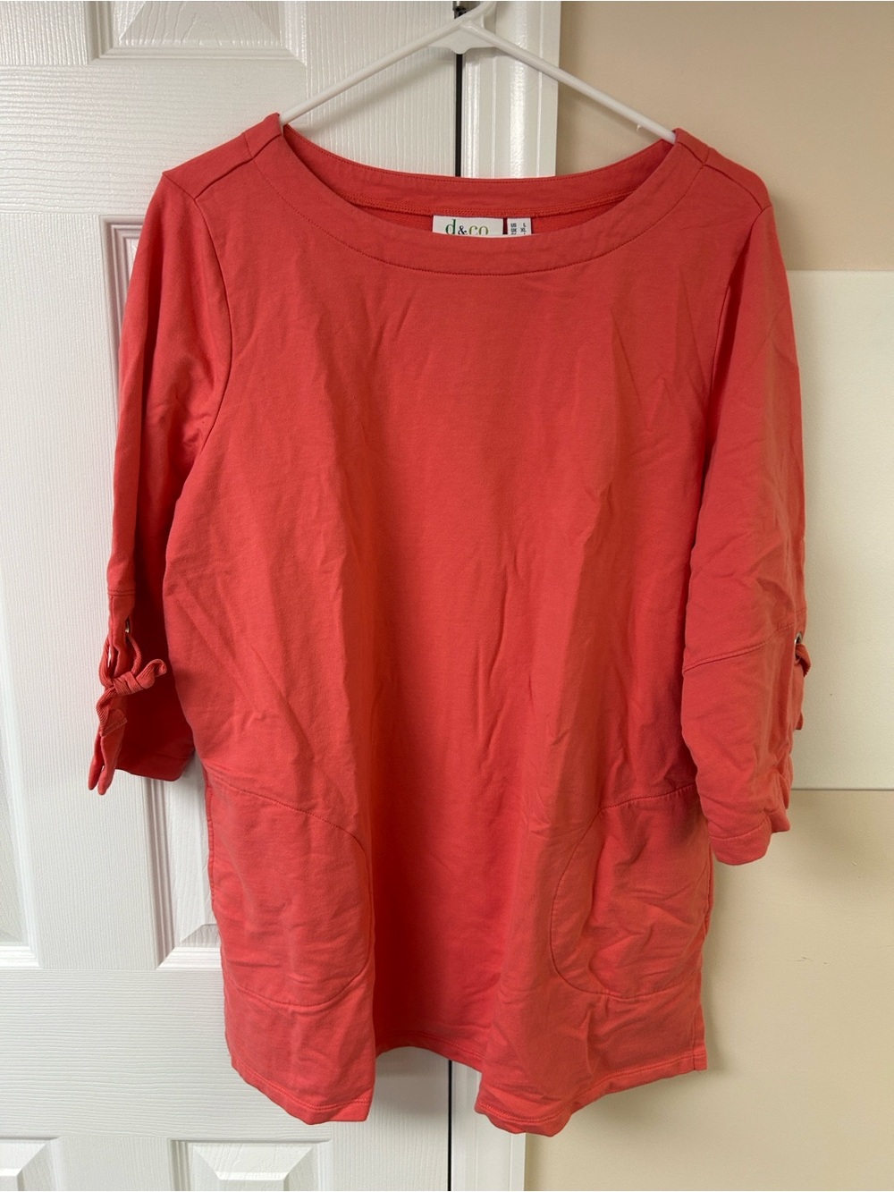 D&Co boat neck tunic top 3/4 sleeves